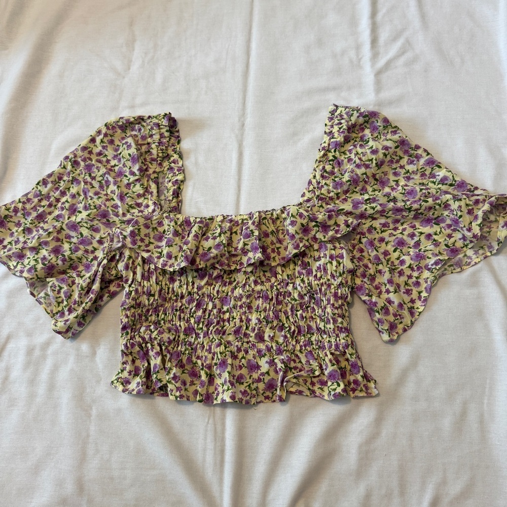Zara XS Crop Top ~ Boho Peasant Cottagecore Cropped Ruffles